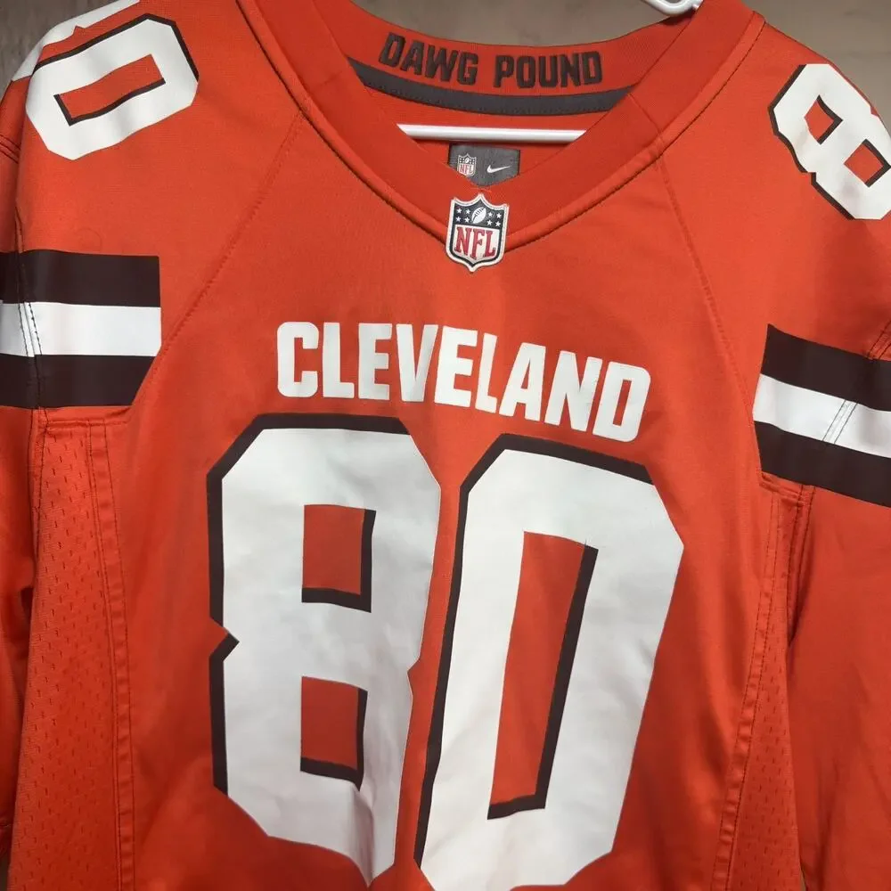 Nike NFL Cleveland Browns On Field Jarvis Landry 80 Orange Dawg Pound Jersey XL